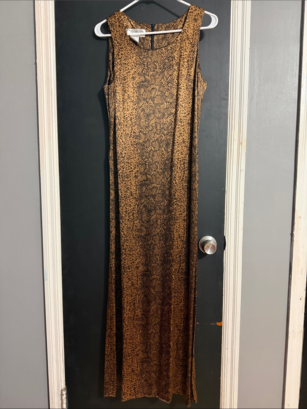 Jones New York Dress Vintage 90s Snake Sheath Maxi Dress Size: 8 Length: 53”